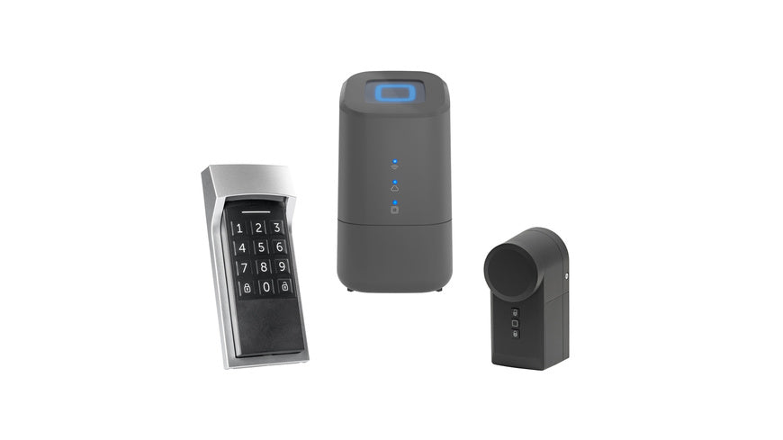 Homematic IP Set Zutritt Professional mit Home Control Unit, Keypad und Türschlossantrieb