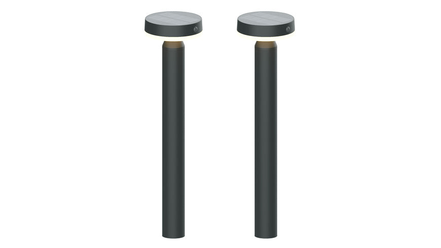 Die BOLD 2er-Set Solar-Leuchte mit PIR, 50 cm Höhe, Gun Grey