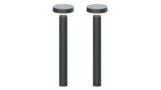 Die BOLD 2er-Set Solar-Leuchte mit PIR, 50 cm Höhe, Gun Grey