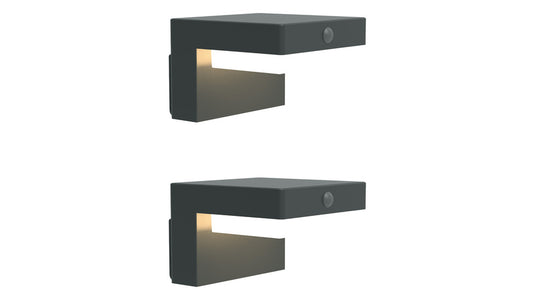 2er Set Solar-Wandleuchte mit PIR,  Gun Grey