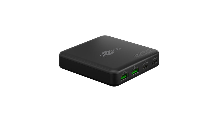 Goobay USB-C™ PD GaN Multiport-Tischladegerät, 100 W, 4 Ports, Schwarz