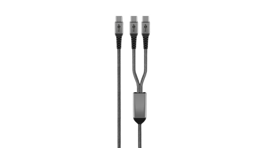 Goobay USB-C™-Textilkabel, 60 W, Power Delivery, 1,5 m, Schwarz-grau