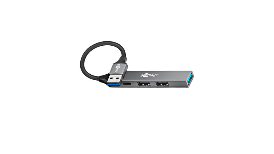 Goobay Slim 4-Port USB-Hub, USB-A auf USB-C™/USB-A, 5 Gbit/s