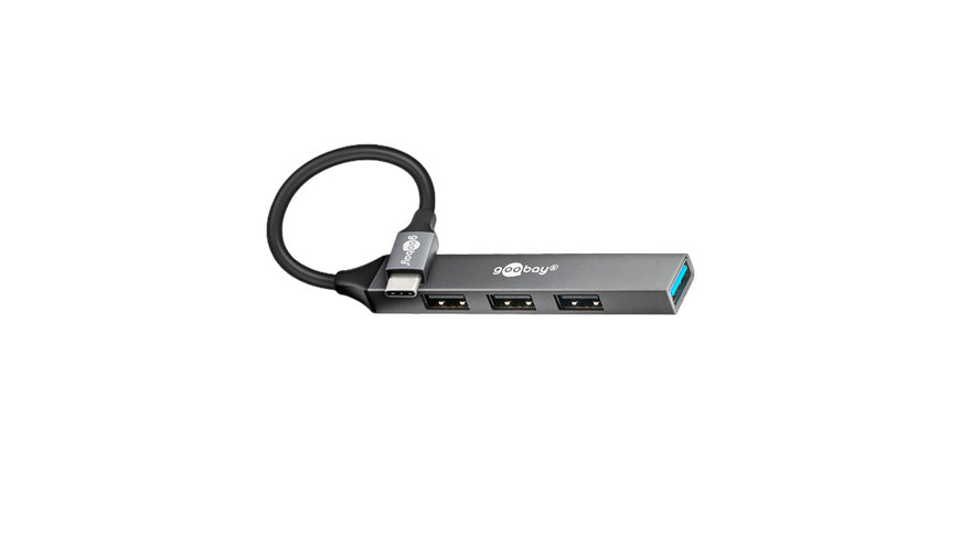 Goobay Slim 4-Port USB-Hub, USB-C™ auf USB-A, 5 Gbit/s