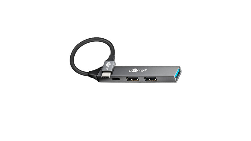 Goobay Slim 4-Port USB-Hub, USB-C™ auf USB-C™/USB-A, 5 Gbit/s