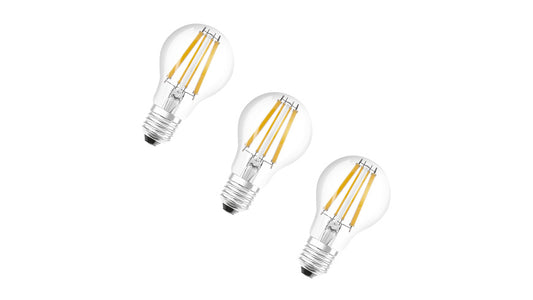 Osram LED Base Classic A 100 Filament, 11 W, 1521 lm, E27, warmweiß, klar, 3-erPack