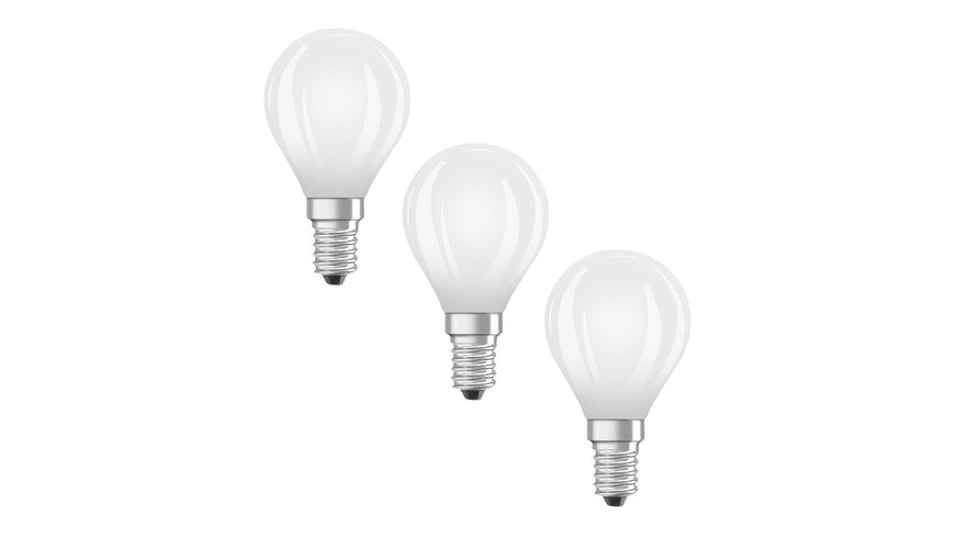 Osram LED Base Classic P 60 Filament, 5,5 W, 806 lm, E14, kaltweiß, matt, 3er Pack