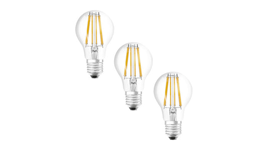 Osram LED Base Classic A 100 Filament, 11 W, 1521 lm, E27, kaltweiß, klar, 3er Pack