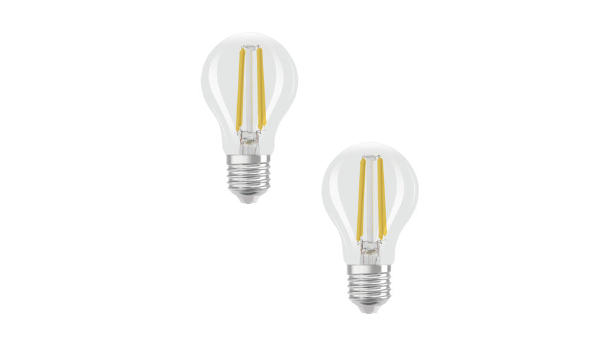 Osram LED Classic A 40, Filament, EEK A, 2,2 W, 470 lm, E27, kaltweiß, klar, 2er Pack