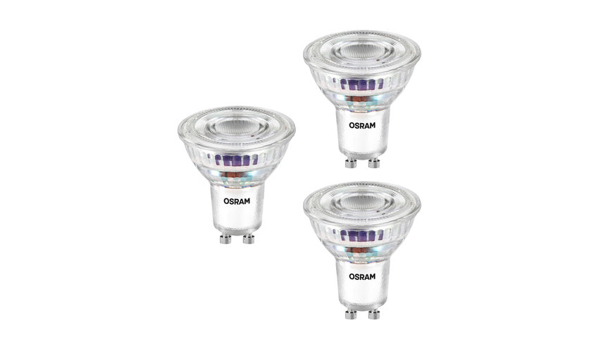 Osram LED PAR16 50 100°, 2,5 W, 450 lm, GU10, EEK A, kaltweiß, 3er Pack