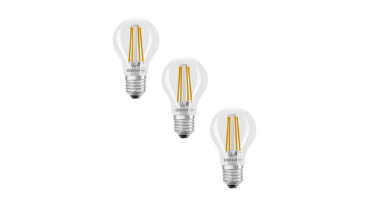 Osram LED Classic A 60, Filament, EEK A, 3,8 W, 806 lm, E27, warmweiß, klar, 3er Pack
