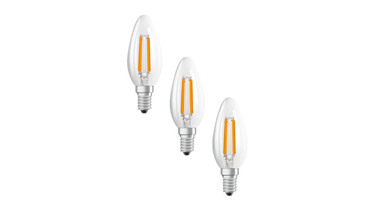 Osram LED Classic B 40, Filament, EEK A, 2,2 W, 470 lm, E14, warmweiß, klar, 3er Pack