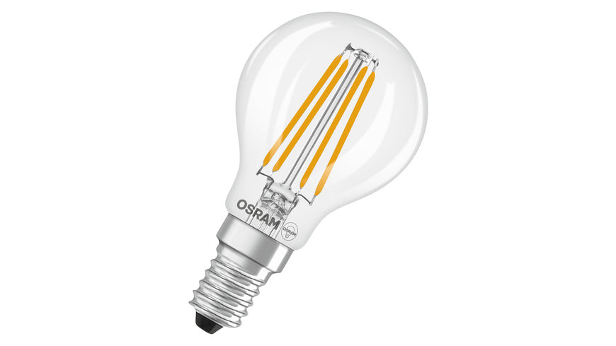Osram LED Classic P 40, Filament, EEK B, 2,5 W, 470 lm, E14, dimmbar, warmweiß, klar