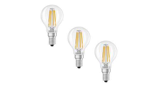 Osram LED Base Classic P 60 Filament, 5,5 W, 806 lm, E14, warmweiß, klar, 3er Pack