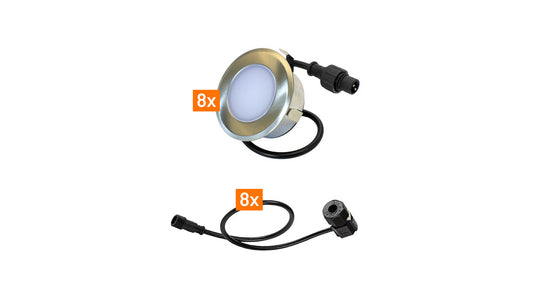 Die Bold Erweiterungsset 24V-Garten, 8 Leuchten, Edelstahl