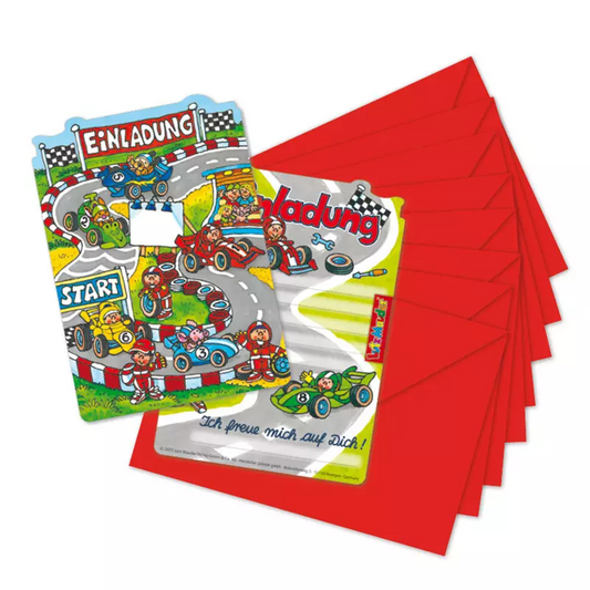 Rennstrecke Stanzkarten Einladungs - Set