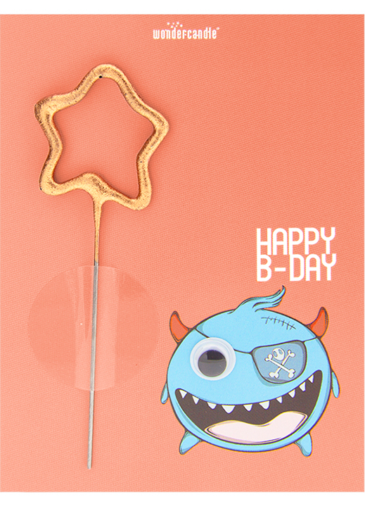 Happy Birthday Monster Mini Wunderkerze auf Karte