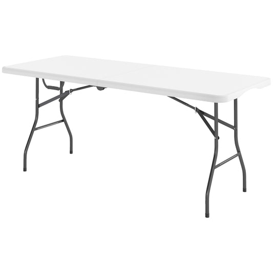 Outsunny Gartentisch Klappbar 180 x 74 cm Wetterfest Buffettisch mit Tragegriff  Klapptisch Campingtisch für Garten Terrasse und Balkon Weiß   Aosom