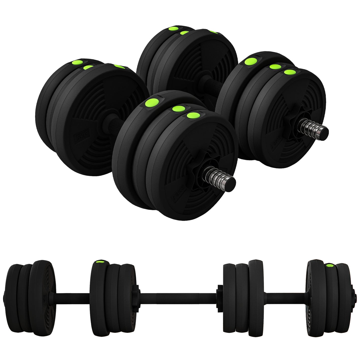 SPORTNOW 2-in-1 Hantel Set, 20 kg verstellbar Dumbbell Set mit 12 Hantelscheiben, bodenschonend für Krafttraining, Fitness, Gewichtheben, Schwarz   Aosom