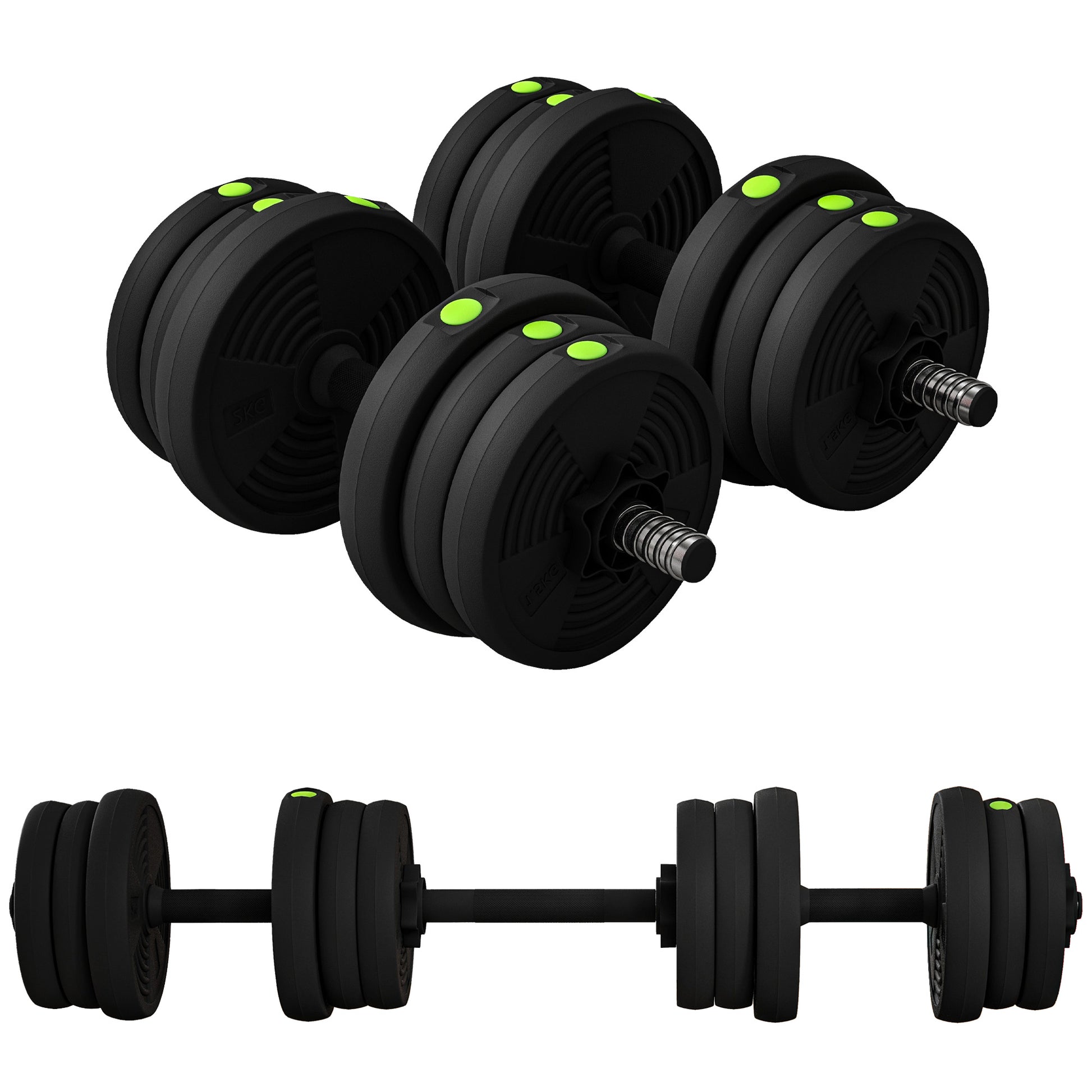SPORTNOW 2-in-1 Hantel Set, 20 kg verstellbar Dumbbell Set mit 12 Hantelscheiben, bodenschonend für Krafttraining, Fitness, Gewichtheben, Schwarz   Aosom