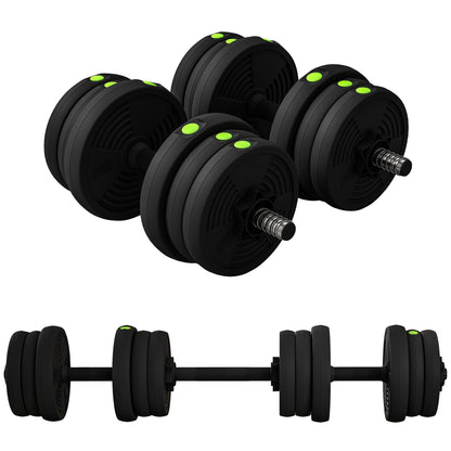 SPORTNOW 2-in-1 Hantel Set, 20 kg verstellbar Dumbbell Set mit 12 Hantelscheiben, bodenschonend für Krafttraining, Fitness, Gewichtheben, Schwarz   Aosom