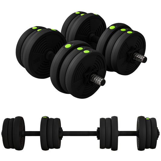 SPORTNOW 2-in-1 Hantel Set, 20 kg verstellbar Dumbbell Set mit 12 Hantelscheiben, bodenschonend für Krafttraining, Fitness, Gewichtheben, Schwarz   Aosom