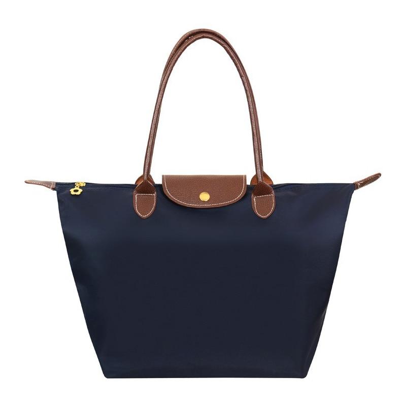 Neue Nylon Strand Tote Tasche Mode Frauen Handtasche Tote Oxford Schulter Taschen Weibliche Wasserdichte Knödel Falten Einkaufstasche 2024 M dunkelblaue