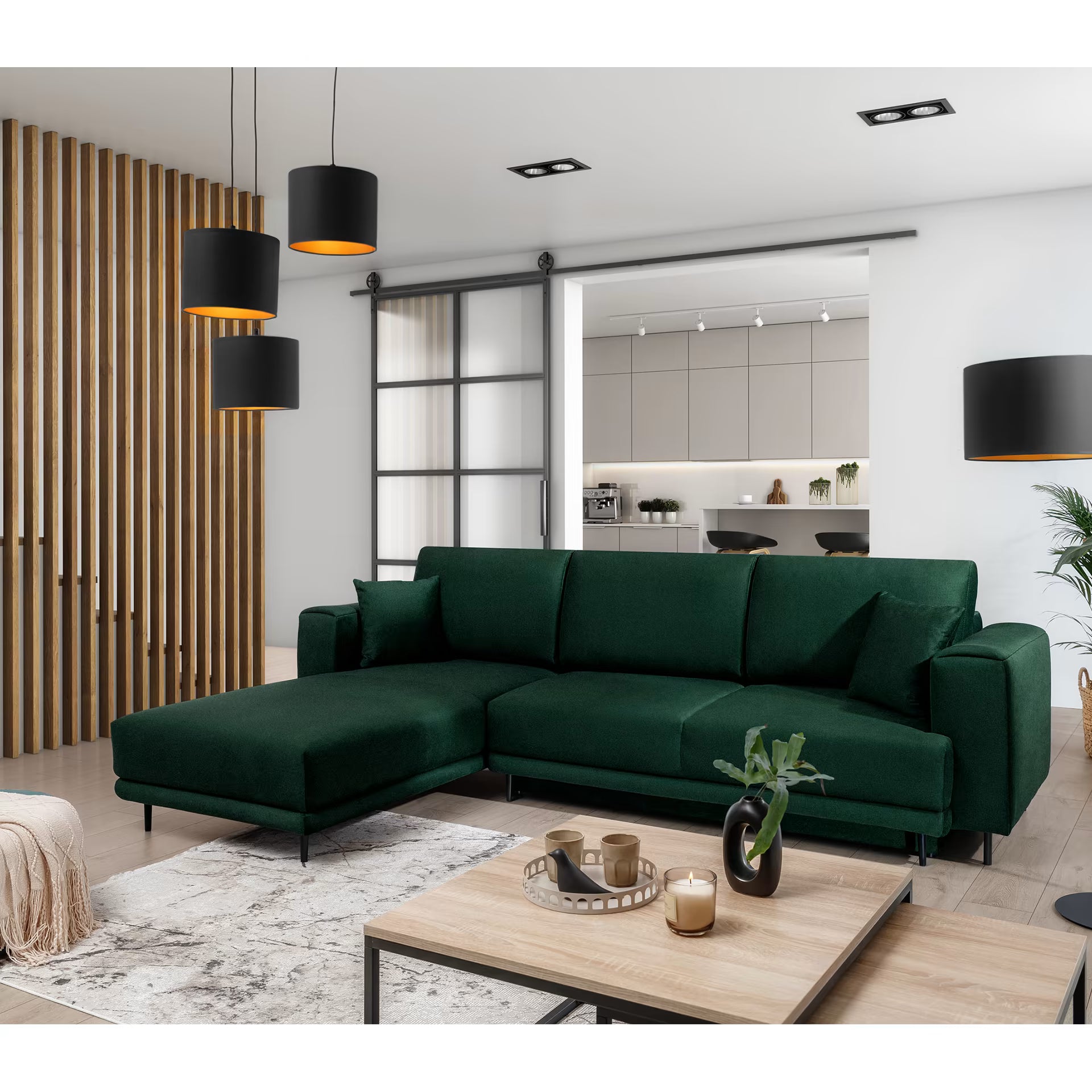 Ecksofa Baria – Schlaffunktion, Stauraum und pflegeleichter Stoff