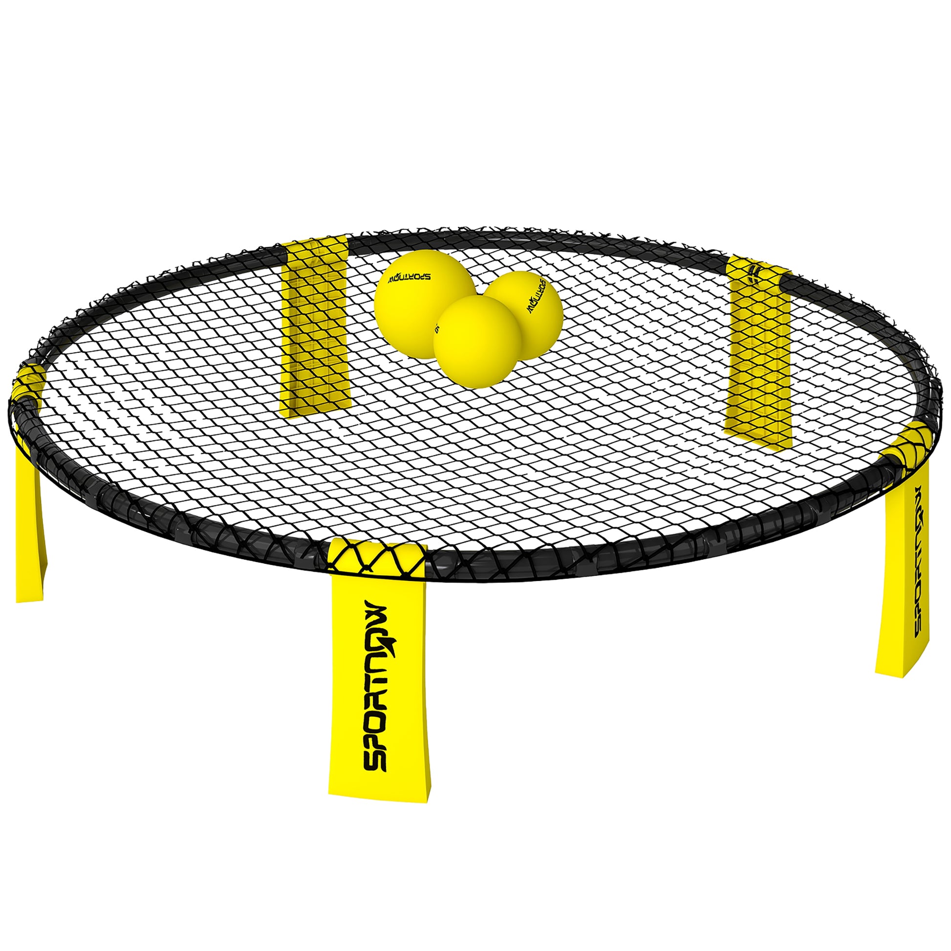 SPORTNOW Roundnet Set Spieleset mit Spielnetz 3 Bällen Tragetasche Ballpumpe Spikeball Set für Garten Strand Park drinnen   Aosom