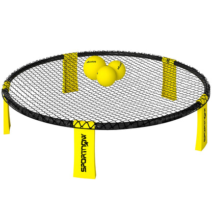 SPORTNOW Roundnet Set Spieleset mit Spielnetz 3 Bällen Tragetasche Ballpumpe Spikeball Set für Garten Strand Park drinnen   Aosom