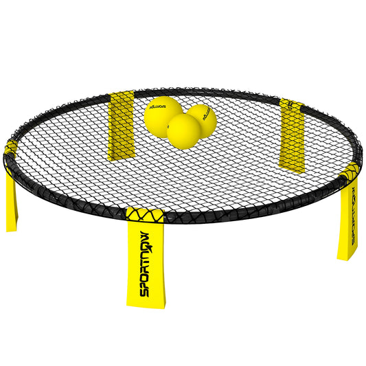 SPORTNOW Roundnet Set Spieleset mit Spielnetz 3 Bällen Tragetasche Ballpumpe Spikeball Set für Garten Strand Park drinnen   Aosom