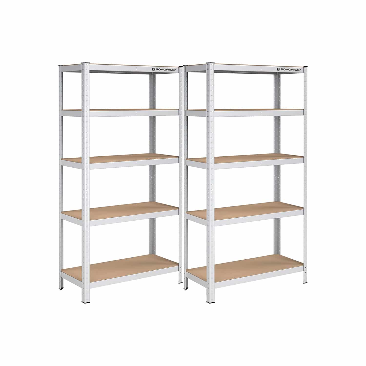 2er Set Lagerregal 180 cm hoch silbern