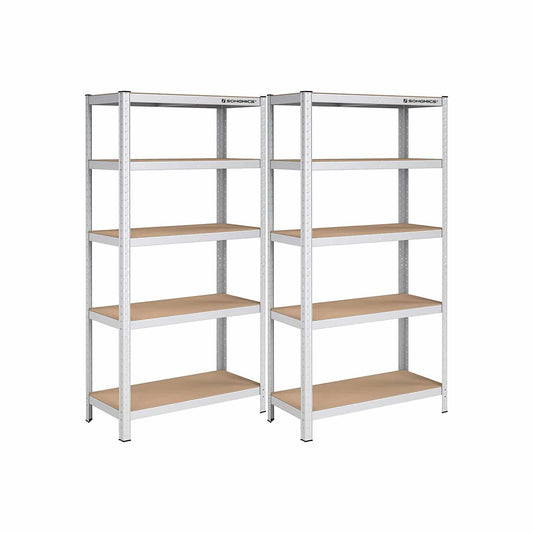 2er Set Lagerregal 180 cm hoch silbern