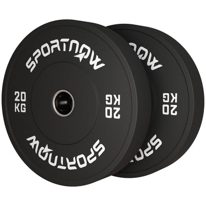 SPORTNOW 2er-Set Hantelgewichte, 2 x 20kg Gewichte, Hantelscheiben-Set, Gewichtsscheiben für 5 cm Hantelstange, Ø 50 mm Bohrung, Schwarz   Aosom