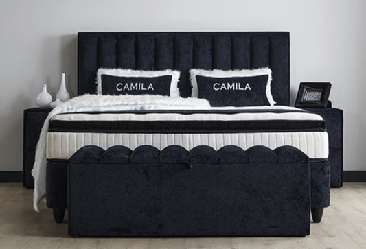 Boxspringbett Camila von ABC Bedding: Luxuriöser Schlafkomfort in Schwarz mit integriertem Bettkasten und Mikrofaserbezug – Erhältlich in 5 Größen