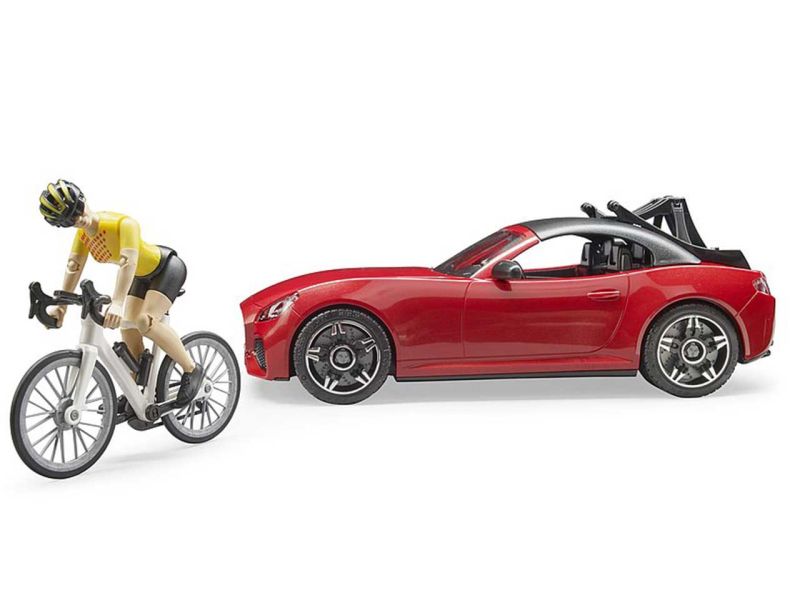 BRUDER Roadster mit Rennrad und Radfahrerin