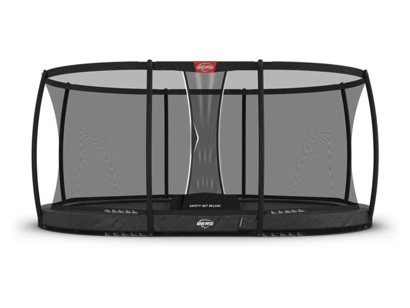 BERG Trampolin Grand Champion InGround 470 Grey mit AirFlow Pro inkl. Sicherheitsnetz Deluxe