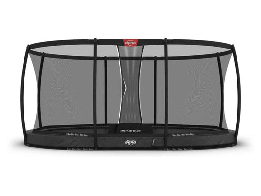 BERG Trampolin Grand Champion InGround 470 Grey mit AirFlow Pro inkl. Sicherheitsnetz Deluxe