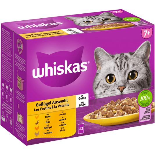 Whiskas 7+ Geflügel Auswahl Gelee 12x85g 4er Pack