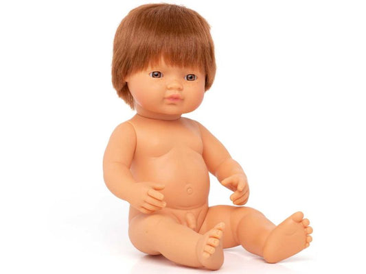 miniland dolls Babypuppe europäischer Junge ohne Kleidung, rothaarig