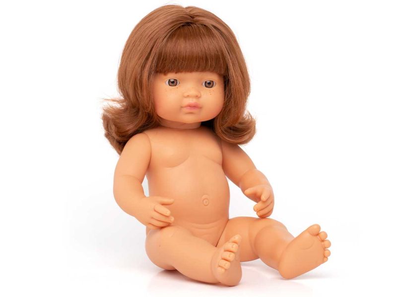 miniland dolls Babypuppe europäisches Mädchen ohne Kleidung, rothaarig