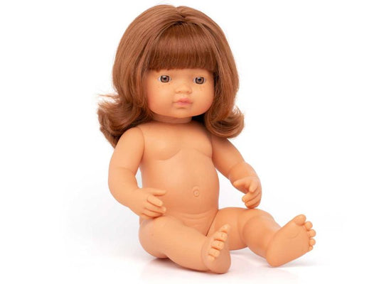 miniland dolls Babypuppe europäisches Mädchen ohne Kleidung, rothaarig