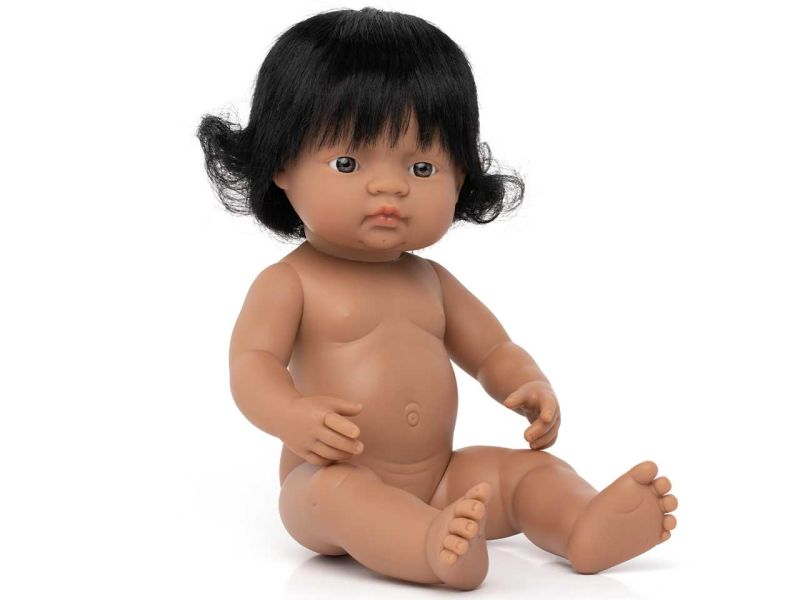 miniland dolls Babypuppe südamerikanisches Mädchen ohne Kleidung