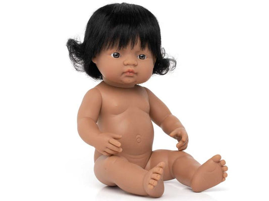 miniland dolls Babypuppe südamerikanisches Mädchen ohne Kleidung