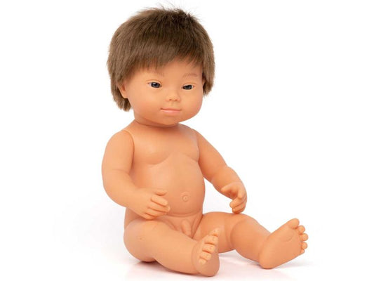 miniland dolls Babypuppe europäischer Junge ohne Kleidung, mit Down-Syndrom
