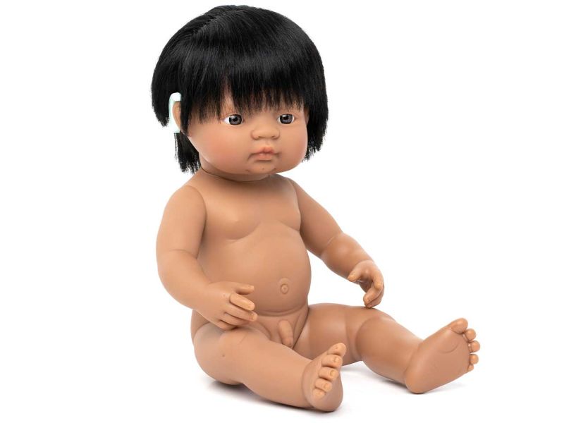 miniland dolls Babypuppe südamerikanischer Junge ohne Kleidung, mit Hörgerät