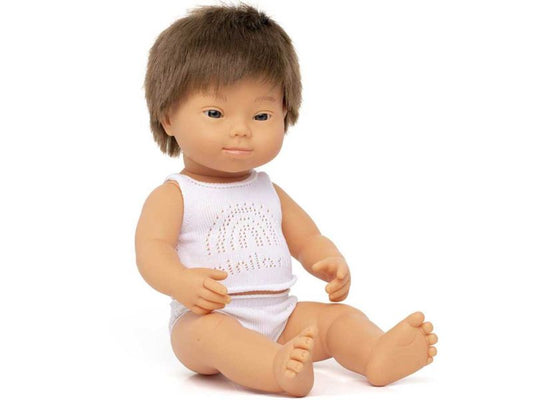 miniland dolls Babypuppe europäischer Junge mit Down-Syndrom