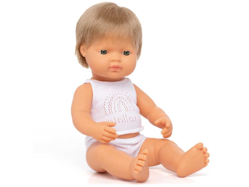 miniland dolls Babypuppe europäischer Junge, dunkelblond