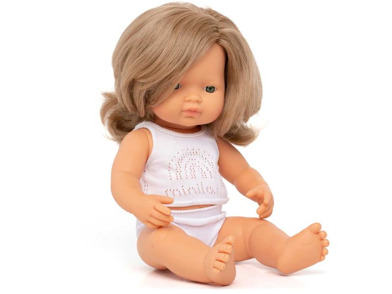 miniland dolls Babypuppe europäisches Mädchen, dunkelblond