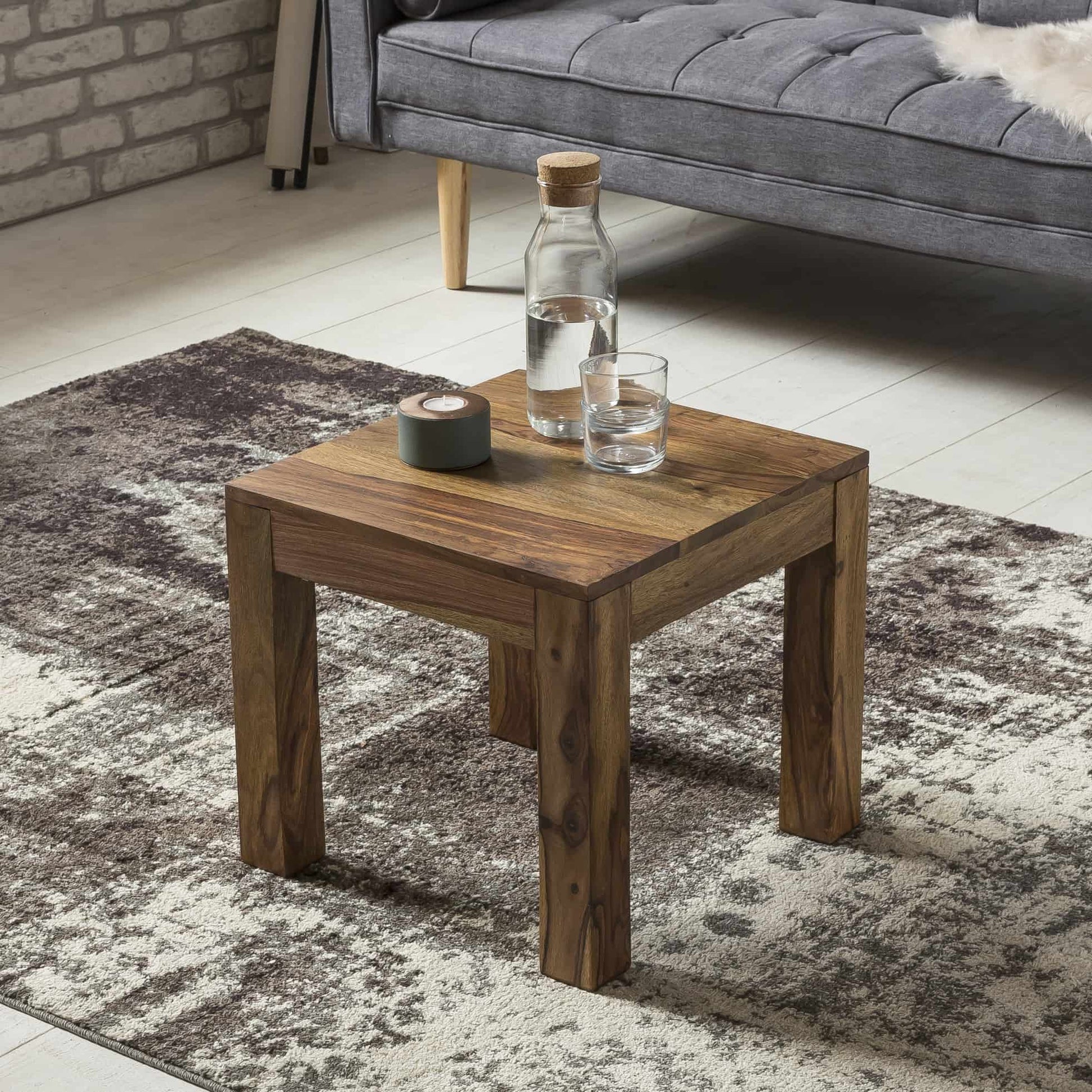 Couchtisch Massiv-Holz Sheesham 45 cm breit Wohnzimmer-Tisch Design dunkel-braun Landhaus-Stil Beistelltisch Natur-Produkt Wohnzimmermöbel Unikat modern Massivholzmöbel Echtholz rechteckig